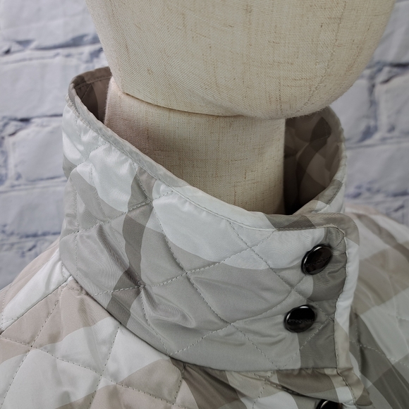 Burberry Women's Quilted Jacket Coat Pale Stone Check Snap Filled Size XS - Picture 8 of 16